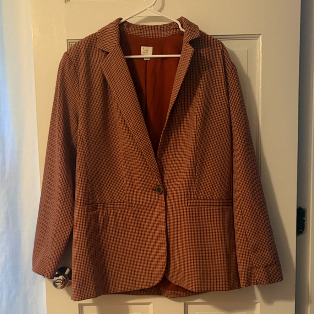 a new day Rust Houndstooth Single-Button Blazer